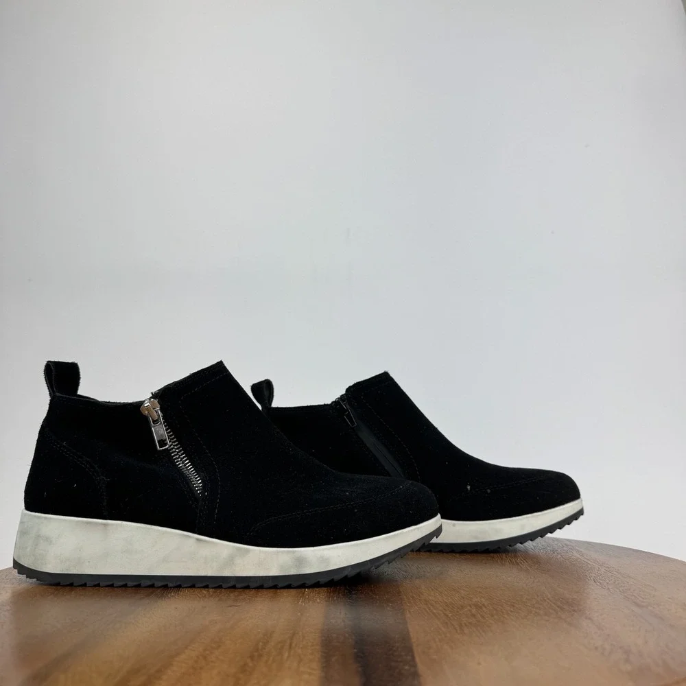 Womens Blondo Ellorie Black Leather Platfrom Wedge Ankle Booties Size 8 M GUC